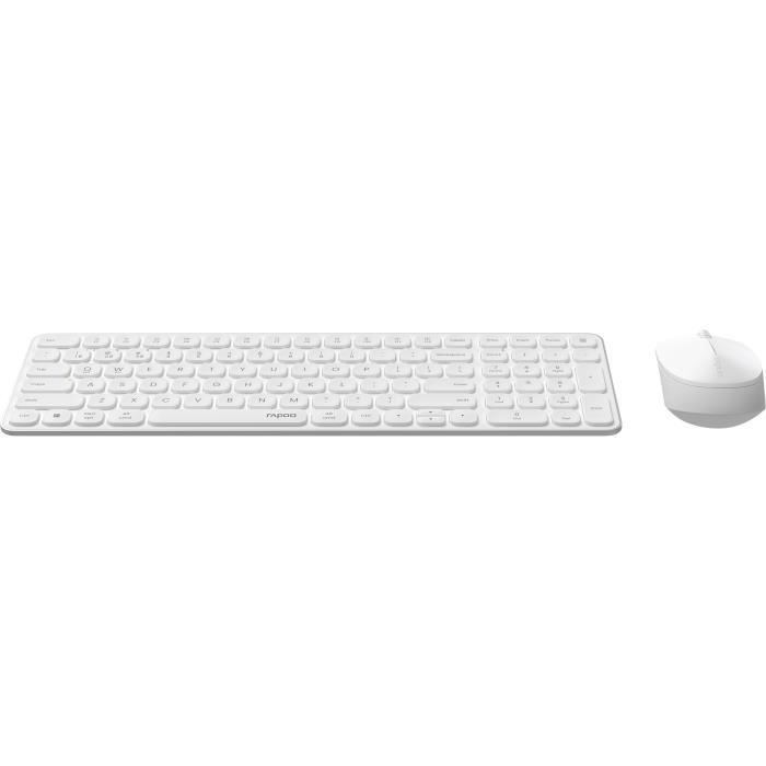 Ensemble Clavier-Souris - RAPOO - 9310M - Sans-fil - Multimode - Ultra-Slim - Blanc