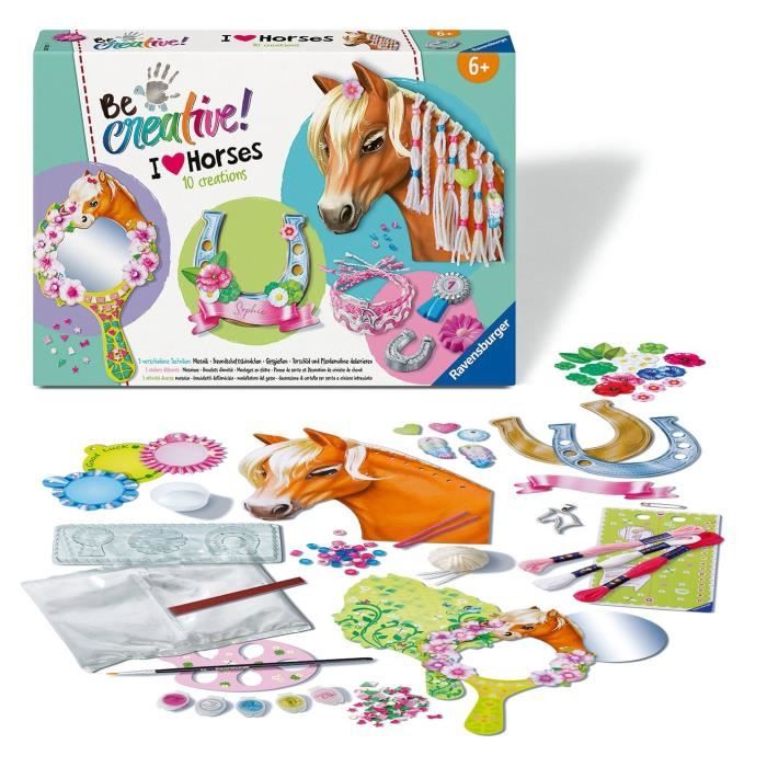 Ravensburger-Be Creative Cheval–kit Multi-activités Horses–10 créations–Activité détente et créative–Des 7 ans–238751