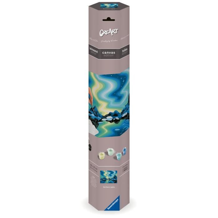 Ravensburger–CreArt Toiles 30x40 cm–Aurores Boréales–Peinture par numéros–Adulte-Activité détente et créative–Des 14 ans–23907