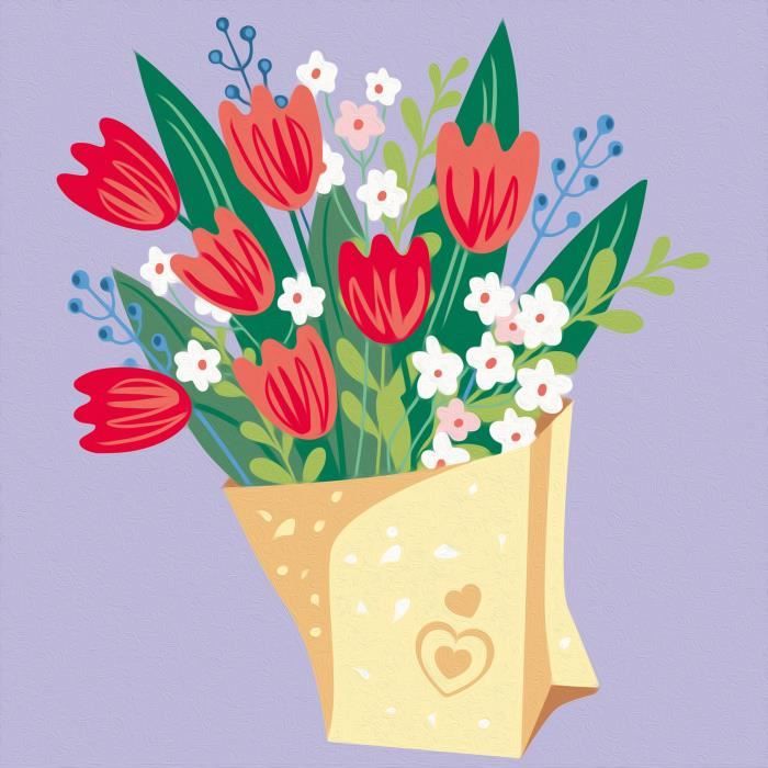 CreArt 20x20 cm Bouquet de tulipes, Loisir créatif, Adulte, Peinture par numéros, 25518, Ravensburger
