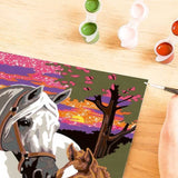 CreArt Kids 18x24cm Chevaux au coucher du soleil, Kit de peinture par numéros Numéro d'Art, Des 9 ans, 25809, Ravensburger