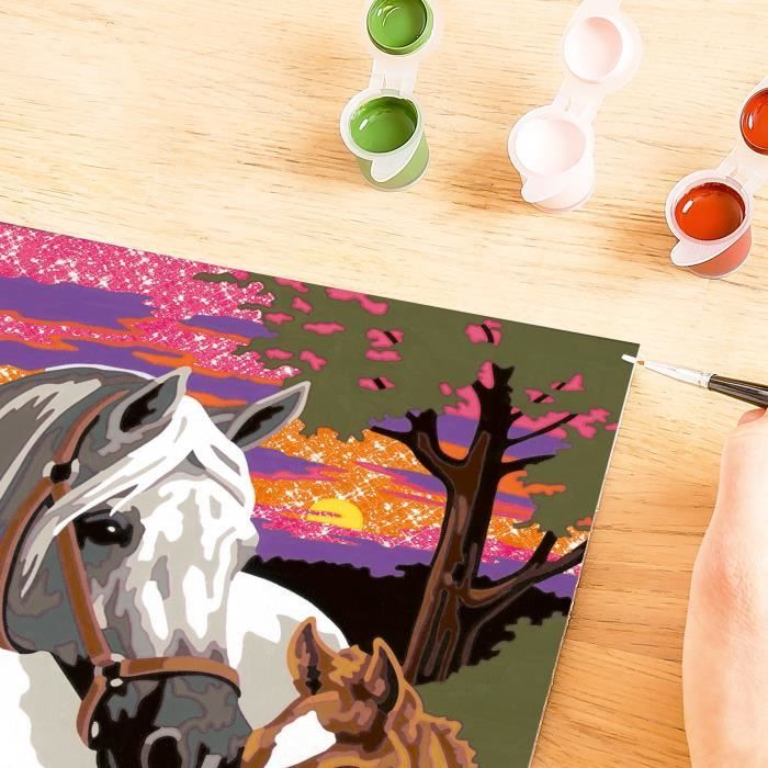 CreArt Kids 18x24cm Chevaux au coucher du soleil, Kit de peinture par numéros Numéro d'Art, Des 9 ans, 25809, Ravensburger
