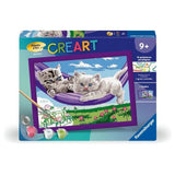 CreArt Kids 18x24cm Chatons dans le hamac, Kit de peinture par numéros Numéro d'Art, Des 9 ans, 25828, Ravensburger