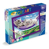 CreArt Kids 18x24cm Chatons dans le hamac, Kit de peinture par numéros Numéro d'Art, Des 9 ans, 25828, Ravensburger
