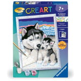 CreArt Kids 18x24cm Doux bisous de Husky, Kit de peinture par numéros Numéro d'Art, Des 7 ans, 25829, Ravensburger