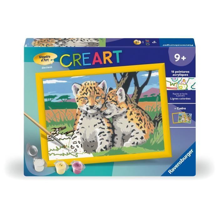 CreArt Kids 18x24cm Petits léopards, Kit de peinture par numéros Numéro d'Art, Des 9 ans, 25832, Ravensburger