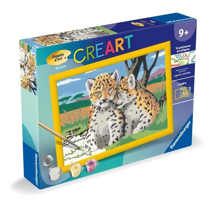 CreArt Kids 18x24cm Petits léopards, Kit de peinture par numéros Numéro d'Art, Des 9 ans, 25832, Ravensburger