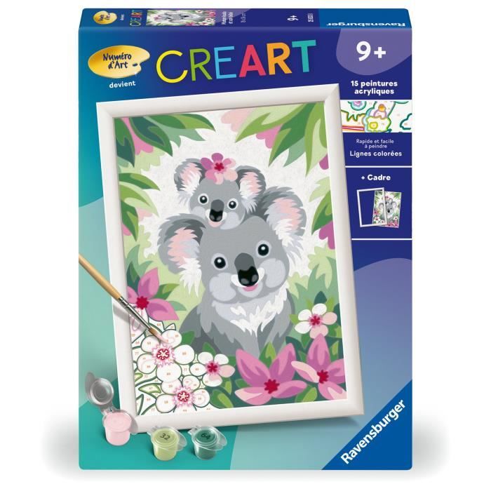 CreArt Kids 18x24cm Maman koala et son bébé, Kit de peinture par numéros Numéro d'Art, Des 9 ans, 25833, Ravensburger