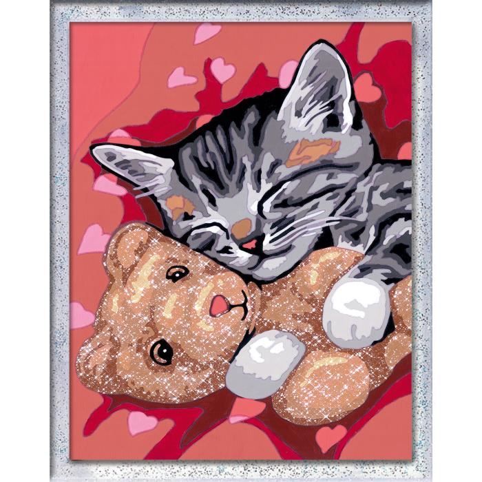 CreArt Kids 18x24cm Chaton et son nounours, Kit de peinture par numéros Numéro d'Art, Des 9 ans, 25838, Ravensburger