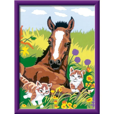 CreArt Kids 18x24cm Cheval et chatons, Kit de peinture par numéros Numéro d'Art, Des 7 ans, 25840, Ravensburger