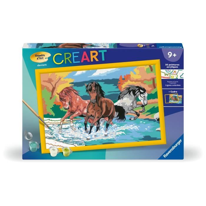 CreArt Kids 31x21cm Horde de chevaux, Kit de peinture par numéros Numéro d'Art, Des 9 ans, 25846, Ravensburger