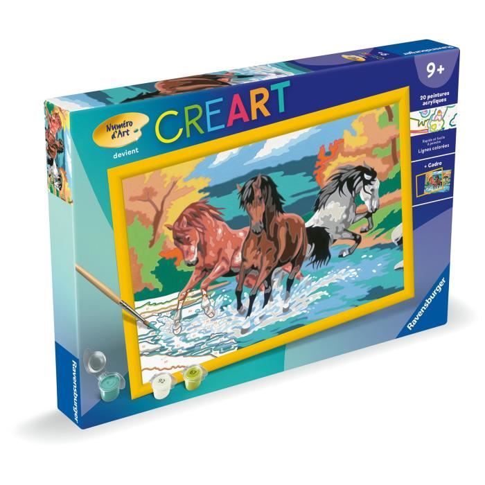 CreArt Kids 31x21cm Horde de chevaux, Kit de peinture par numéros Numéro d'Art, Des 9 ans, 25846, Ravensburger