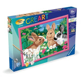 CreArt Kids 31x21cm Lapins dans le pré, Kit de peinture par numéros Numéro d'Art, Des 9 ans, 25847, Ravensburger