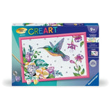 CreArt Kids 31x21cm Colibri et fleurs exotiques, Kit de peinture par numéros Numéro d'Art, Des 7 ans, 25851, Ravensburger