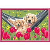 CreArt Kids 31x21cm Labrador et tulipes, Kit de peinture par numéros Numéro d'Art, Des 7 ans, 25852, Ravensburger