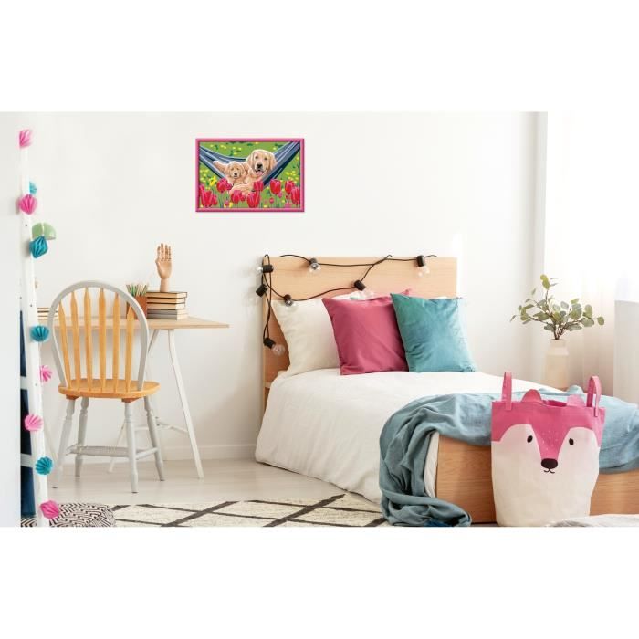 CreArt Kids 31x21cm Labrador et tulipes, Kit de peinture par numéros Numéro d'Art, Des 7 ans, 25852, Ravensburger