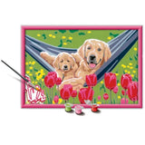 CreArt Kids 31x21cm Labrador et tulipes, Kit de peinture par numéros Numéro d'Art, Des 7 ans, 25852, Ravensburger