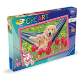CreArt Kids 31x21cm Labrador et tulipes, Kit de peinture par numéros Numéro d'Art, Des 7 ans, 25852, Ravensburger
