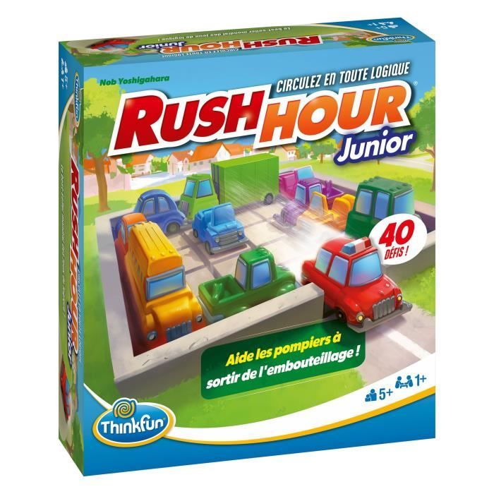 ThinkFun-Rush Hour Junior-Jeu de logique-Casse-tete-Embouteillage-40 défis 4 niveaux-1 Joueur ou plus des 5 ans-Ravensburger-76604