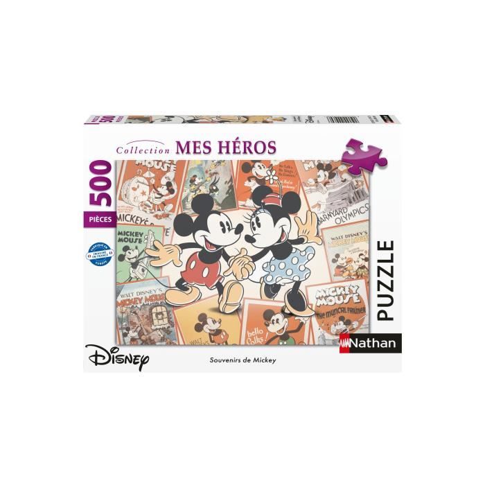 Puzzle 500 pieces Souvenirs de Mickey, Disney, Adultes et enfants, des 12 ans, 12000969, Nathan