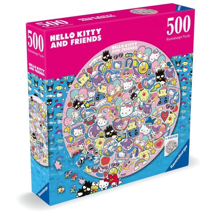 Puzzle rond 500 p  Un tourbillon de douceur / Hello Kitty