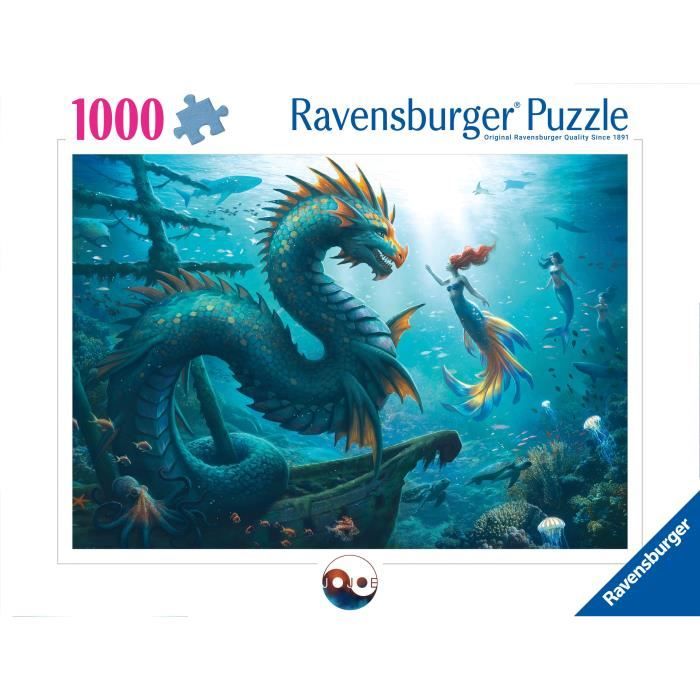 Puzzle 1000 pieces Dragon, sirene et tortues des profondeurs, des 14 ans, Monstre, 12001434, Ravensburger