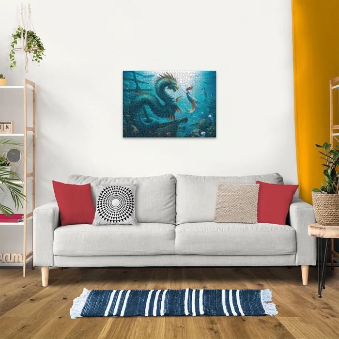 Puzzle 1000 pieces Dragon, sirene et tortues des profondeurs, des 14 ans, Monstre, 12001434, Ravensburger