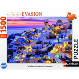 Puzzle 1500 pieces Coucher de soleil sur Santorin, Adultes et enfants des 14 ans, Collection Évasion, 12001532, Nathan