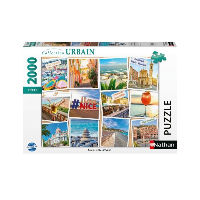 Puzzle 2000 pieces Nice, Côte d'Azur, Adultes et enfants des 14 ans, Collection Urbain, France, 12001613, Nathan
