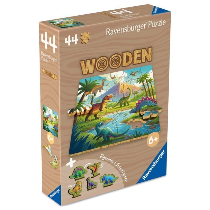 Les dinosaures - Puzzle bois 44 pieces - des 6 ans - Ravensburger