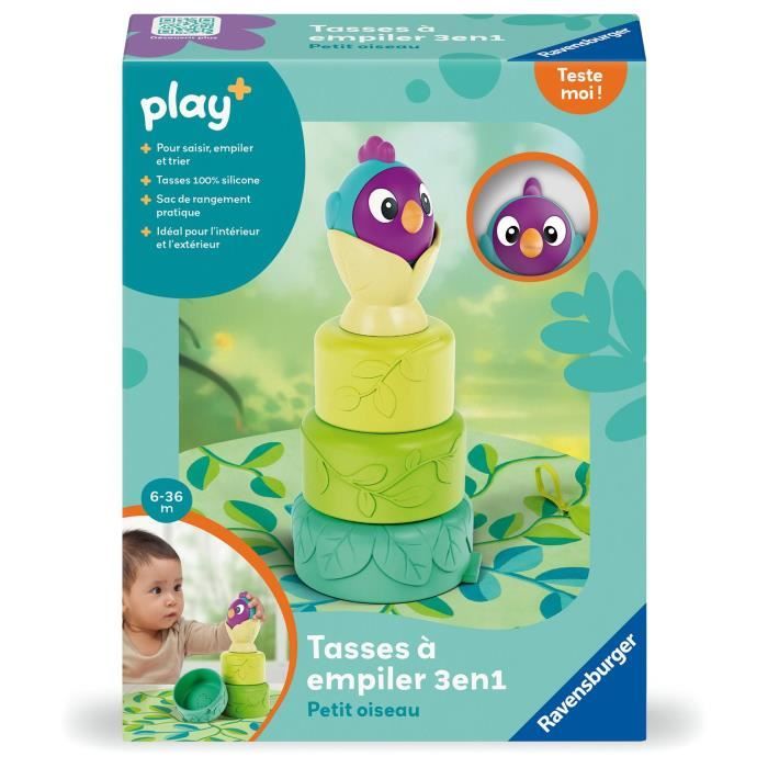 Ravensburger play+, Tasses a empiler - Petit oiseau , 0-12 mois, Premier âge, bébé