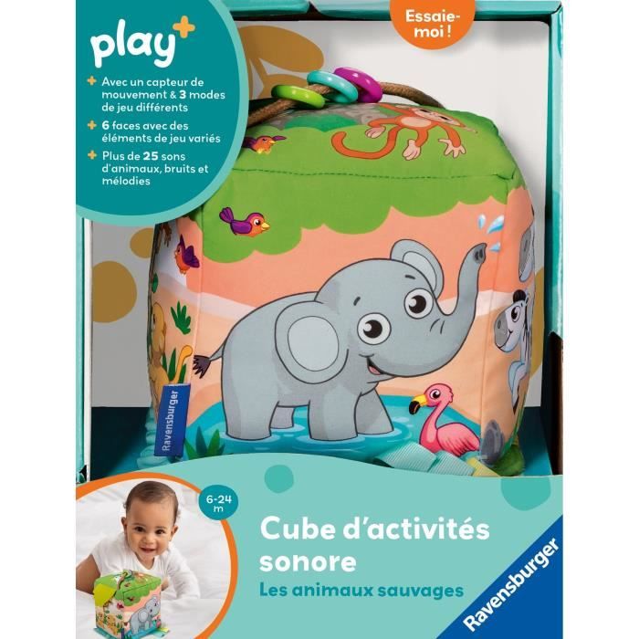 Ravensburger play+, Cube d'activitÈs sonore - Les animaux sauvages , 0-12 mois, Premier ‚ge, bÈbÈ