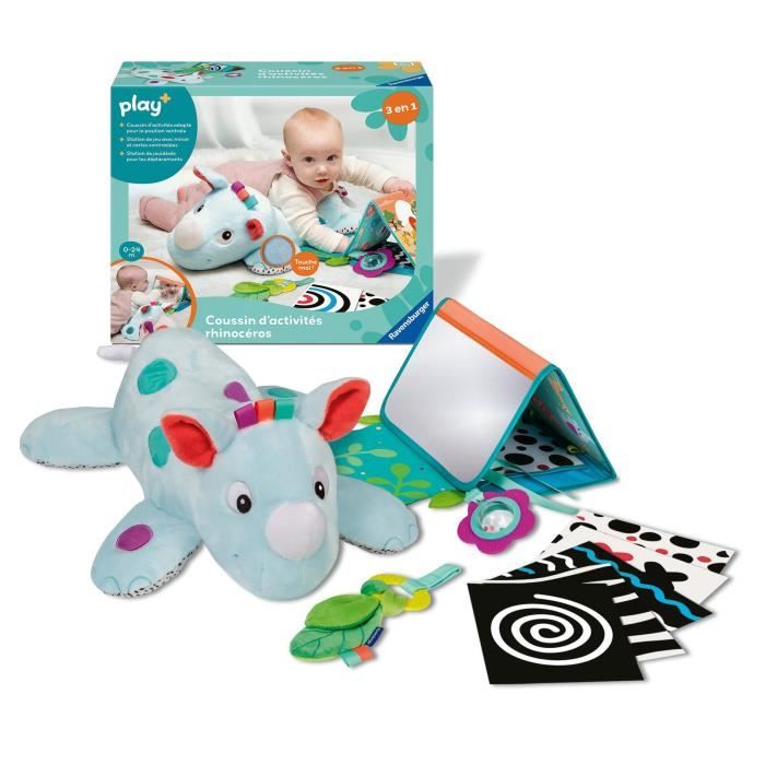 Ravensburger play+, Coussin d'activités - Rhinocéros , 0-12 mois, Premier âge, bébé