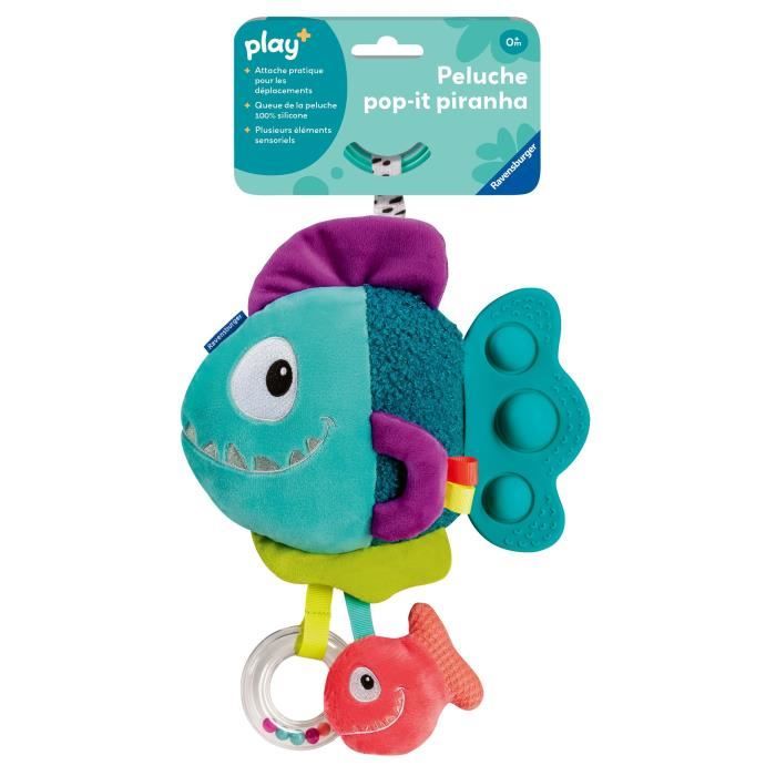 Ravensburger play+, Peluche pop-it - Piranha bleu, 6-36 mois, Premier ‚ge, bÈbÈ