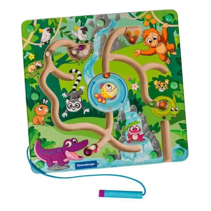 Ravensburger play+, Labyrinthe magnÈtique en bois - Dans la jungle , 6-36 mois, Premier ‚ge, bÈbÈ