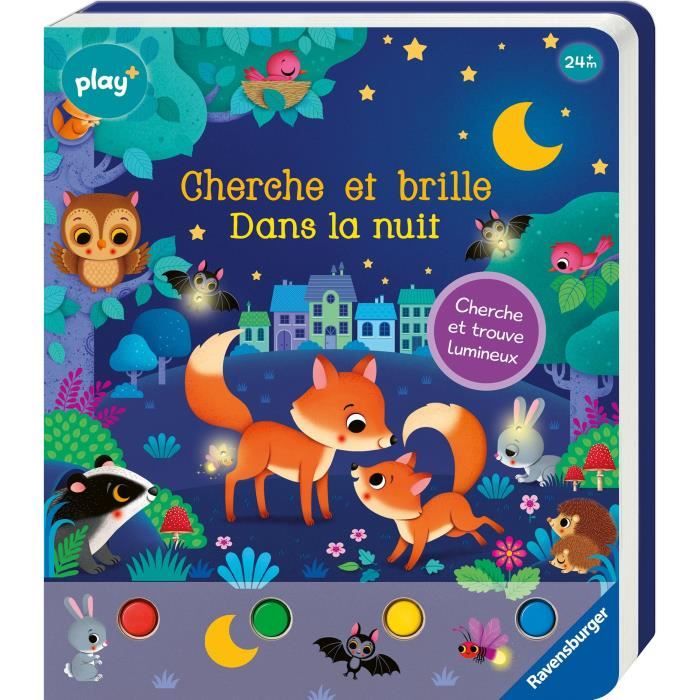 Ravensburger play+, Cherche et brille - Dans la nuit, Livre, Premier ‚ge, bÈbÈ