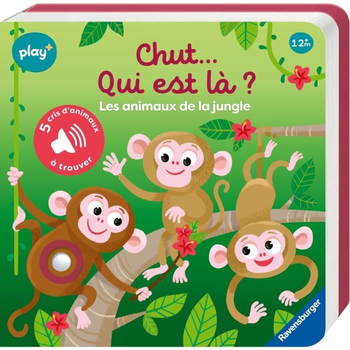 Ravensburger play+, Chut...qui est la ? Les animaux de la jungle, Livre, Premier âge, bébé