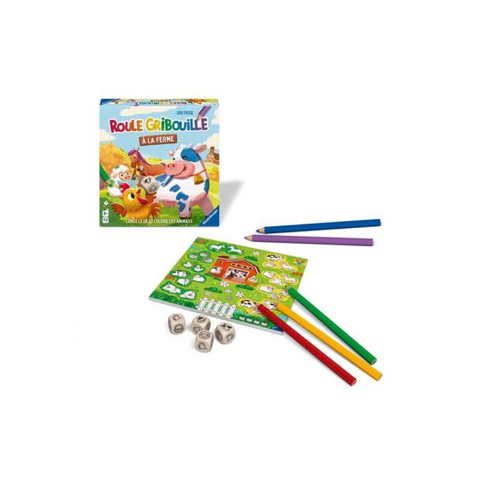 Roule Gribouille a la ferme - Jeu de société - Coloriage - Des 5 ans - Ravensburger