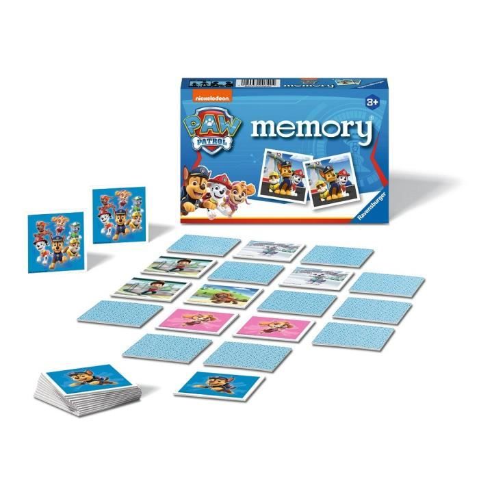 Pat' Patrouille Memory, Jeu éducatif classique, Jeu de mémoire, Ravensburger, Des 3 ans