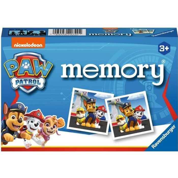 Pat' Patrouille Memory, Jeu éducatif classique, Jeu de mémoire, Ravensburger, Des 3 ans