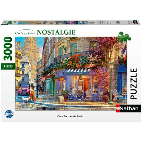 Nathan-Puzzle 3000 pieces Dans les rues de Paris-des 14 ans-Pz qualité supérieure-Encastrement parfait-Collection Nostalgie-12001870