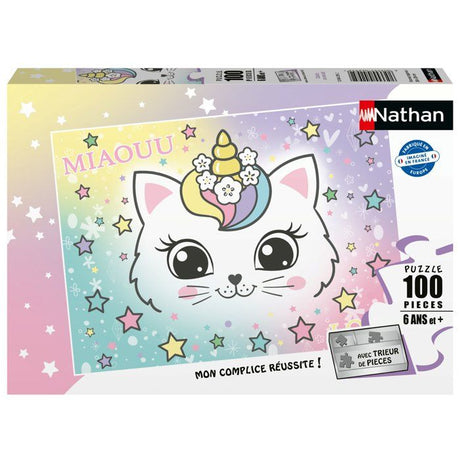 Nathan - Puzzle enfants 100 pieces - Chaton arc-en-ciel - des 6 ans -De qualité supérieure - Carton épais et résistant - 12004295