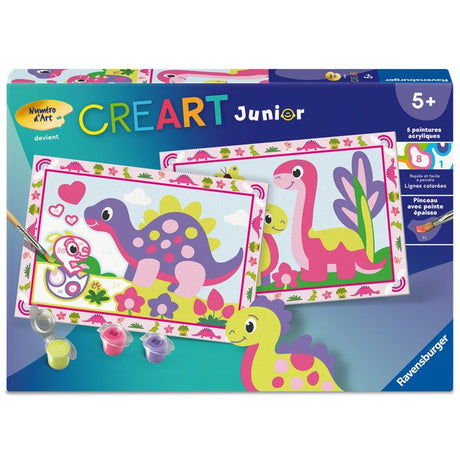 Ravensburger – CreArt Junior – Numéro d'Art – Dinosaures colorés – Kit de peinture par numéros – Des 5 ans – 12023213