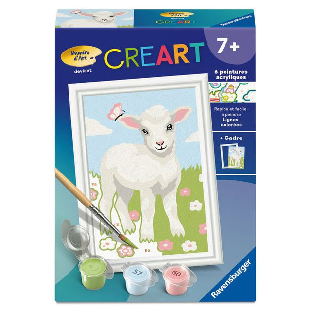 Ravensburger – CreArt Kids 8x12cm – Numéro d'Art – Mouton – Kit de peinture par numéros – Des 7 ans – 12023215