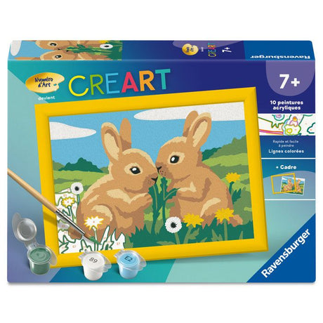 Ravensburger – CreArt Kids 13x18cm – Numéro d'Art – Lapins mignons – Kit de peinture par numéros – Des 7 ans – 12023216