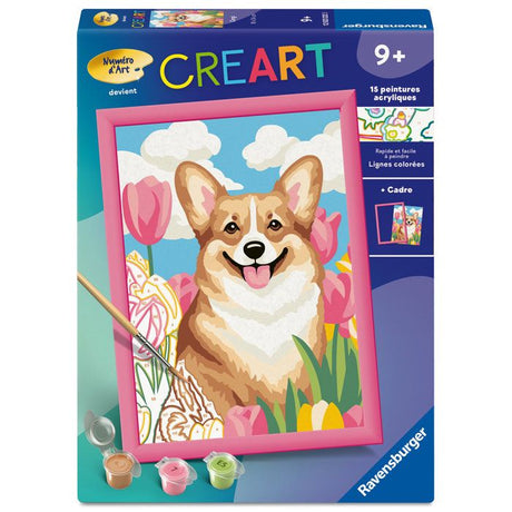 Ravensburger – CreArt Kids 18x24cm – Numéro d'Art – Corgi – Kit de peinture par numéros – Des 9 ans – 12023222