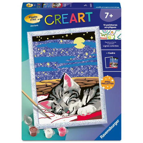 Ravensburger – CreArt Kids 18x24cm – Numéro d'Art – Chat reve – Kit de peinture par numéros – Des 7 ans – 12023227