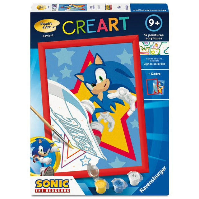 Ravensburger – CreArt Kids 18x24cm – Numéro d'Art – Sonic – Kit de peinture par numéros – Des 7 ans – 12023230