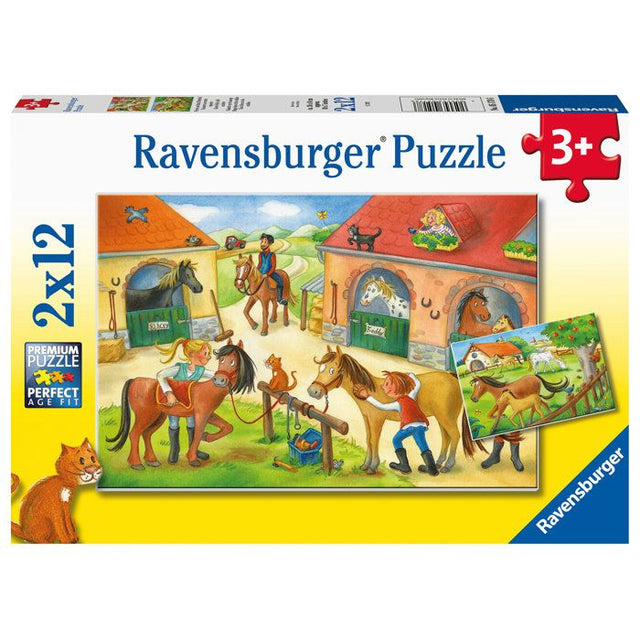 Puzzle enfant Ravensburger Vakantie op de manege - 2 x 12 pieces - Animaux