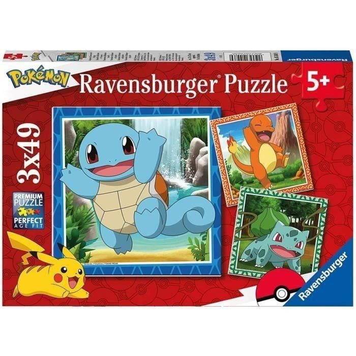 Puzzle pour enfants 3x49 pieces Pokémon - Salameche, Bulbizarre et Carapuce - Des 5 ans - 3 posters inclus - 05586 - Ravensburger